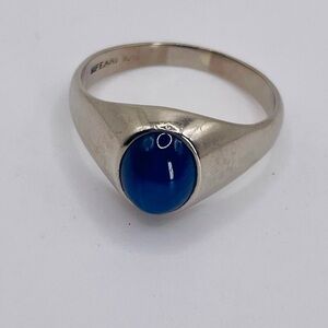 Vintage 10K White Gold Synthetic Blue Star Sapphire Ring Size 12